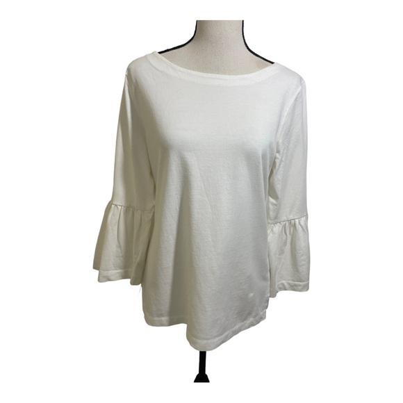 J.Crew womens bell sleeve blouse off white size medium. Round neckline. - Picture 10 of 10